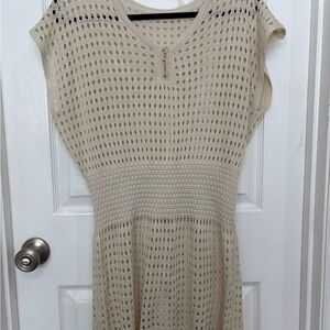 Cupshe Beige Knit Swim Coverup with Button Detail Size Medium